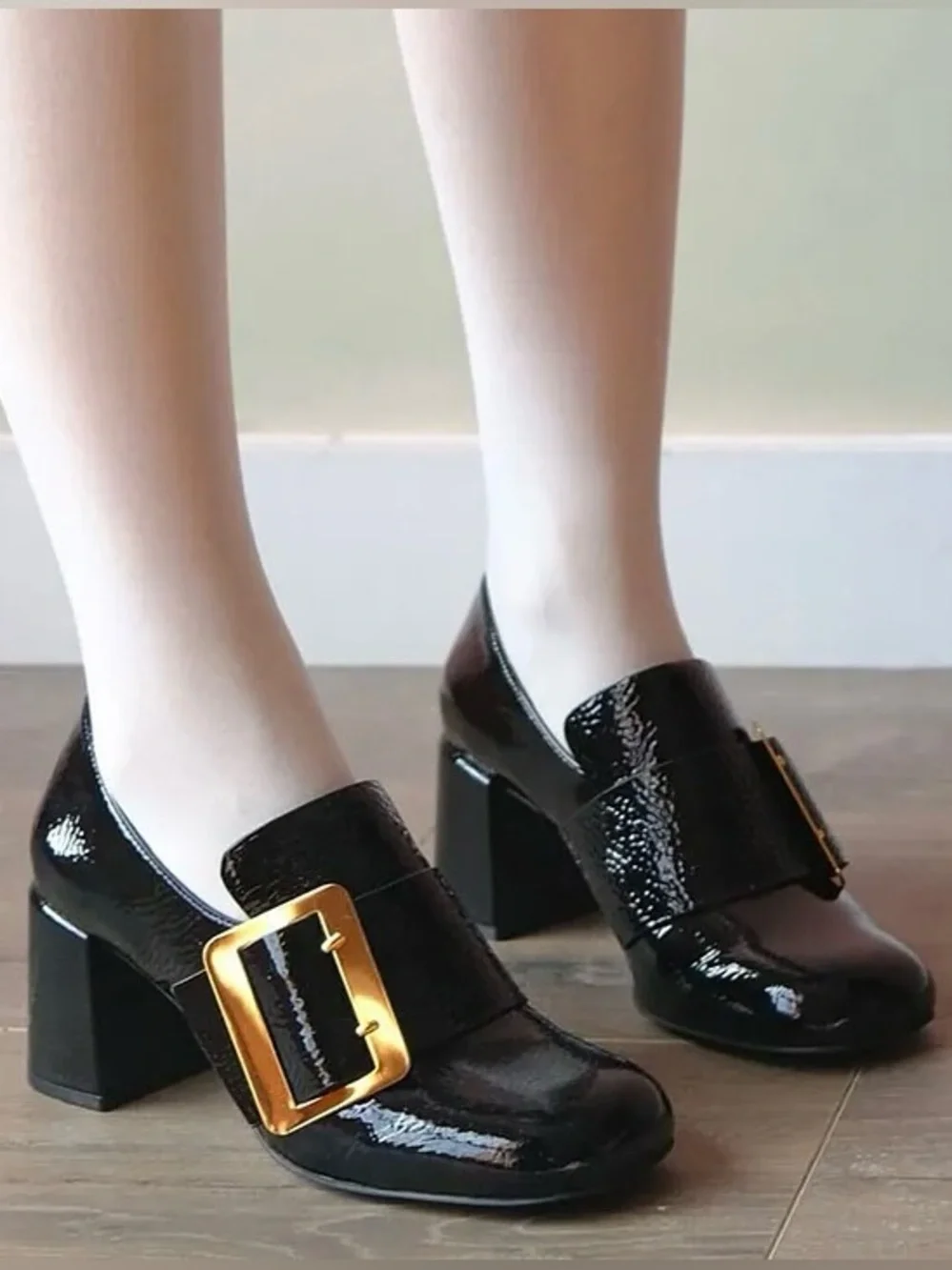 {JEFFREY CAMPBELL} Bruna Black & Gold Patent Loafers